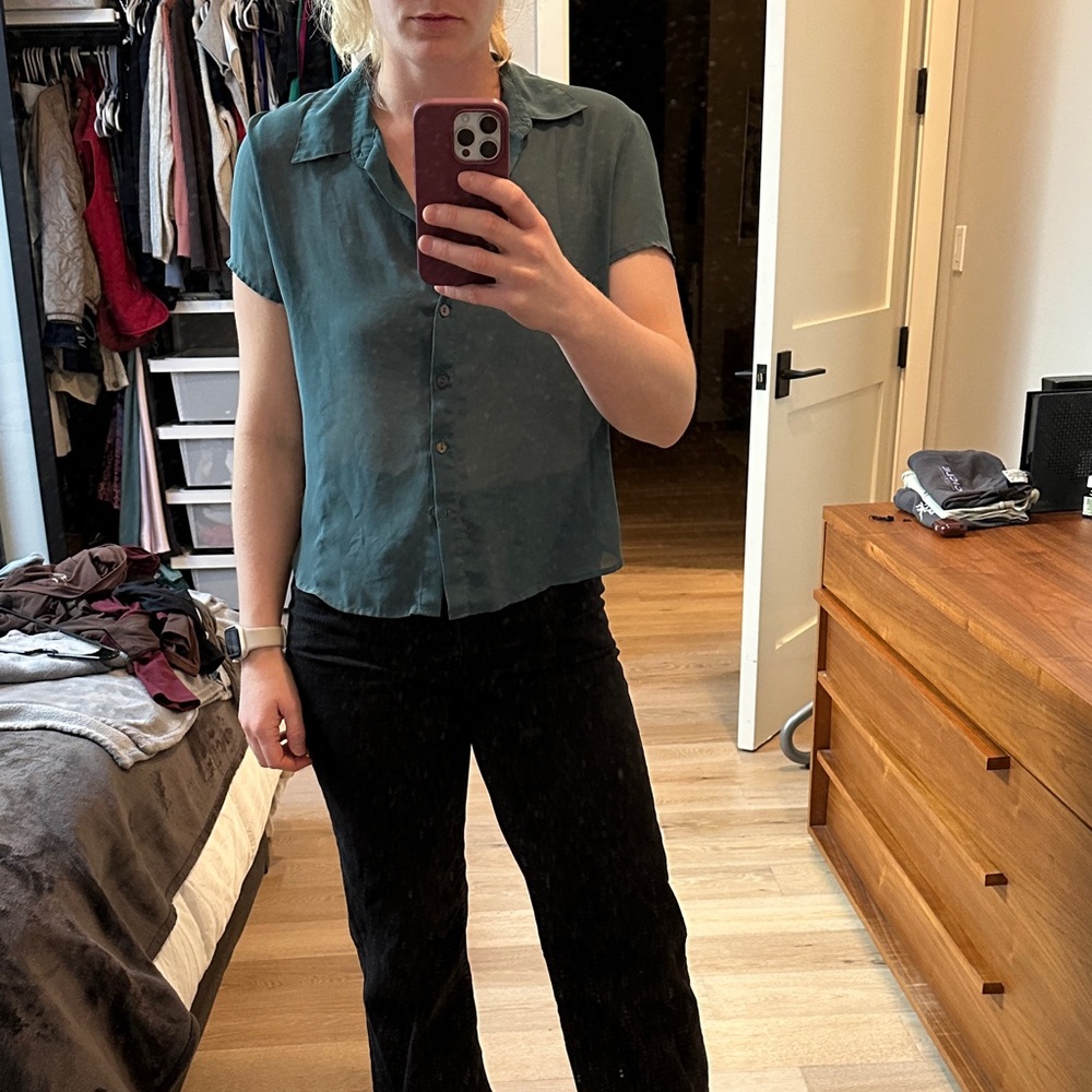 Aqua Button-Down Women's Shirt